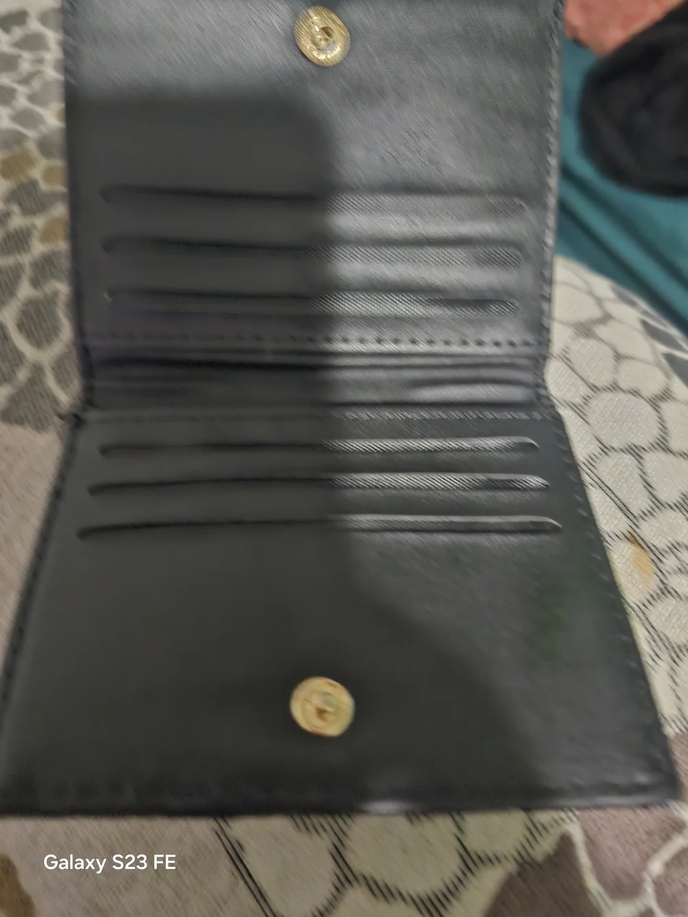 Badgley Mischka Black Quilted Mini Wallet with Gold Logo